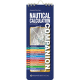 Nautical Calculation Companion" by Fernhurst Books is a blue, spiral-bound booklet featuring a cover map with traditional navigation markings and a colorful contents list.