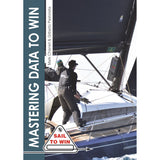 A sailor in black racing gear adjusts ropes on a yacht, using advanced instruments. The book cover reads "Mastering Data To Win" by Mark Chisnell & Gilberto Pastorella, published by Fernhurst Books, with a "Sail to Win" logo below.