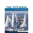 Cover of ILCA Book by Fernhurst Books shows several ILCA dinghies racing with numbered white sails, buildings and hills in the background. Authors Tim Davison & Jon Emmett are listed at the bottom.
