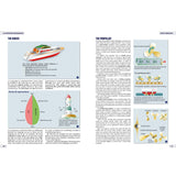 Illustrated Seamanship by Fernhurst Books features clear textbook pages and diagrams explaining boat basics, propellers, seamanship terms (bow, stern, port, starboard), lighthouse visuals, rope handling tips, and types of propellers with labeled images.