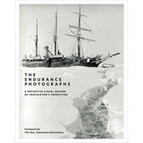 Book cover for The Endurance Photographs featuring Frank Hurley’s images of the wooden ship Endurance trapped in Arctic ice, titled “The Endurance Photographs” with the subtitle “A definitive visual record of Shackleton’s expedition.”