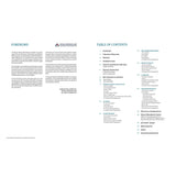Two open pages of the Sailing Oman - A Yachting Guide showing the foreword on the left and the table of contents on the right.