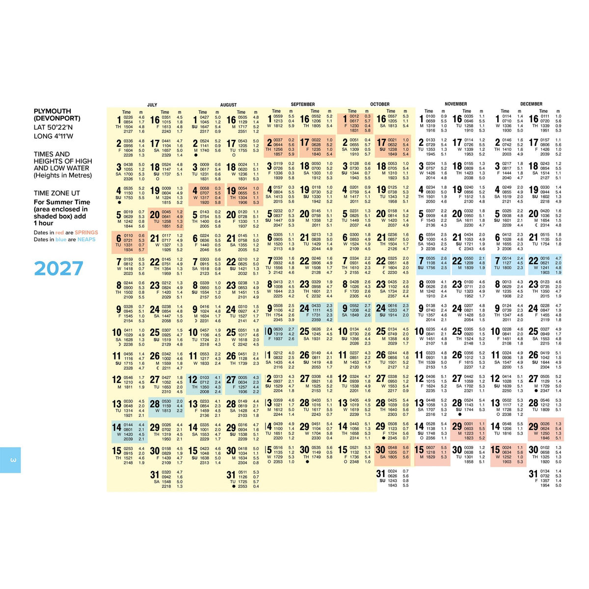 The Cruising Almanac Tide Tables 2027 inside page spread