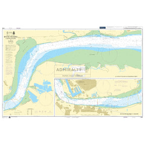 Product image of Admiralty Chart 1186 | River Thames Canvey Island to Tilbury, featuring navigational markings, depth soundings, and coastal features, essential for safe marine navigation. It could be displayed as an art piece or used for navigation on a boat or ship.