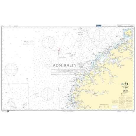 Product image of Admiralty Chart 1428 | Floro to Smola, featuring navigational markings, depth soundings, and coastal features, essential for safe marine navigation. It could be displayed as an art piece or used for navigation on a boat or ship.