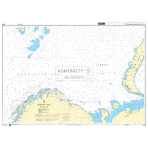 Nautical map of the Barents Sea by Admiralty on a white background