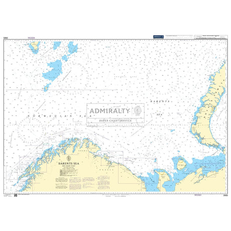 Nautical map of the Barents Sea by Admiralty on a white background