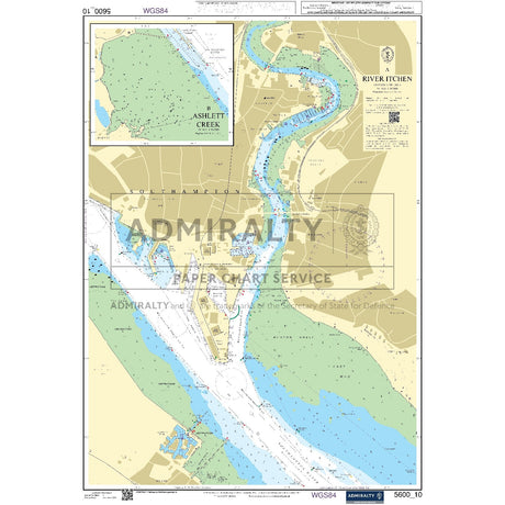 Nautical chart 5600_10 River Itchen and Ashlett Creek in the Solent with 2 panels