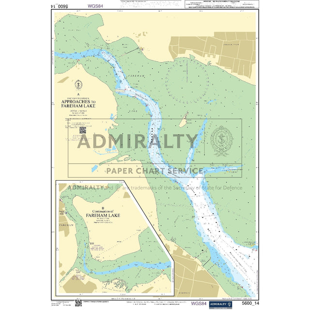 Nautical chart 5600_14 Fareham Lake in the Solent with 2 panels