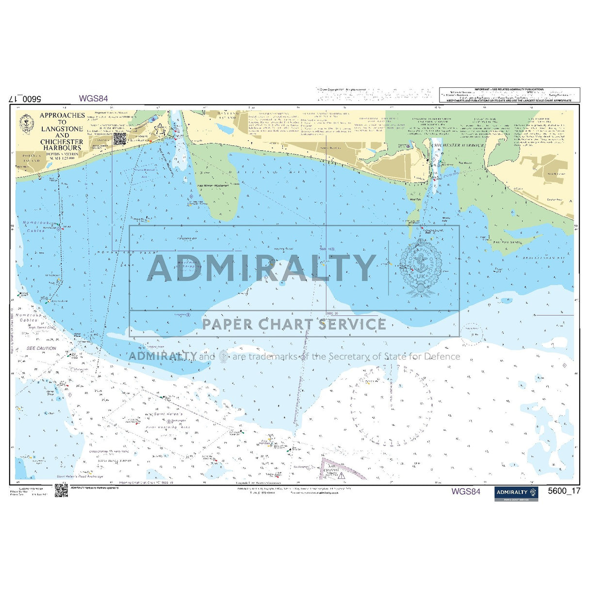 Nautical chart 5600_17 Approaches to Langstone and Chichester Harbours in the Solent area