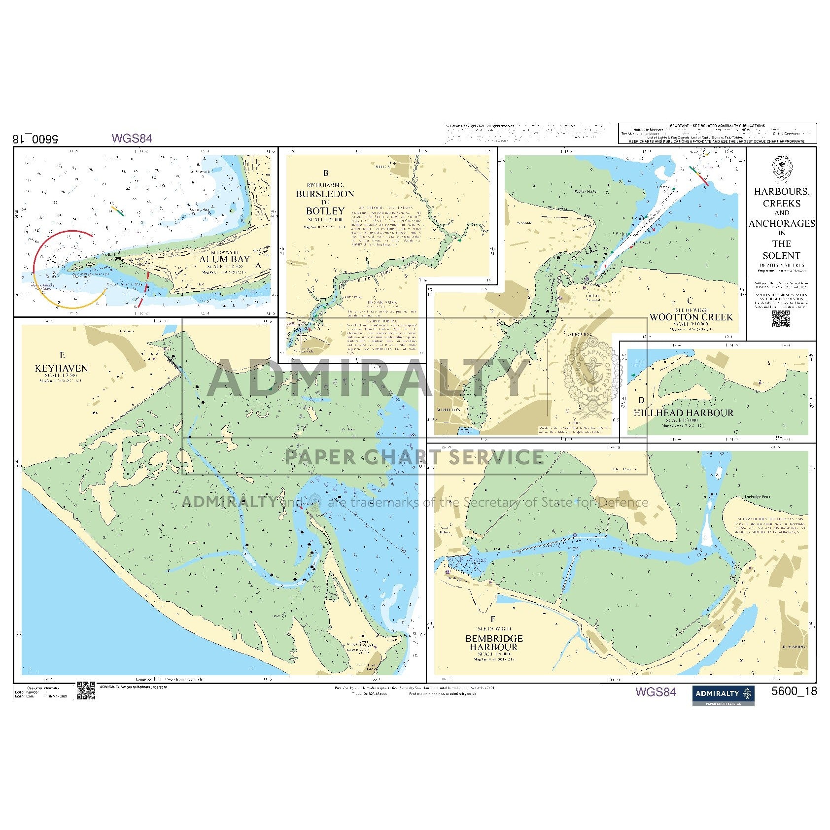 Nautical chart 5600_18 Harbours, Creeks and Anchorages in the Solent