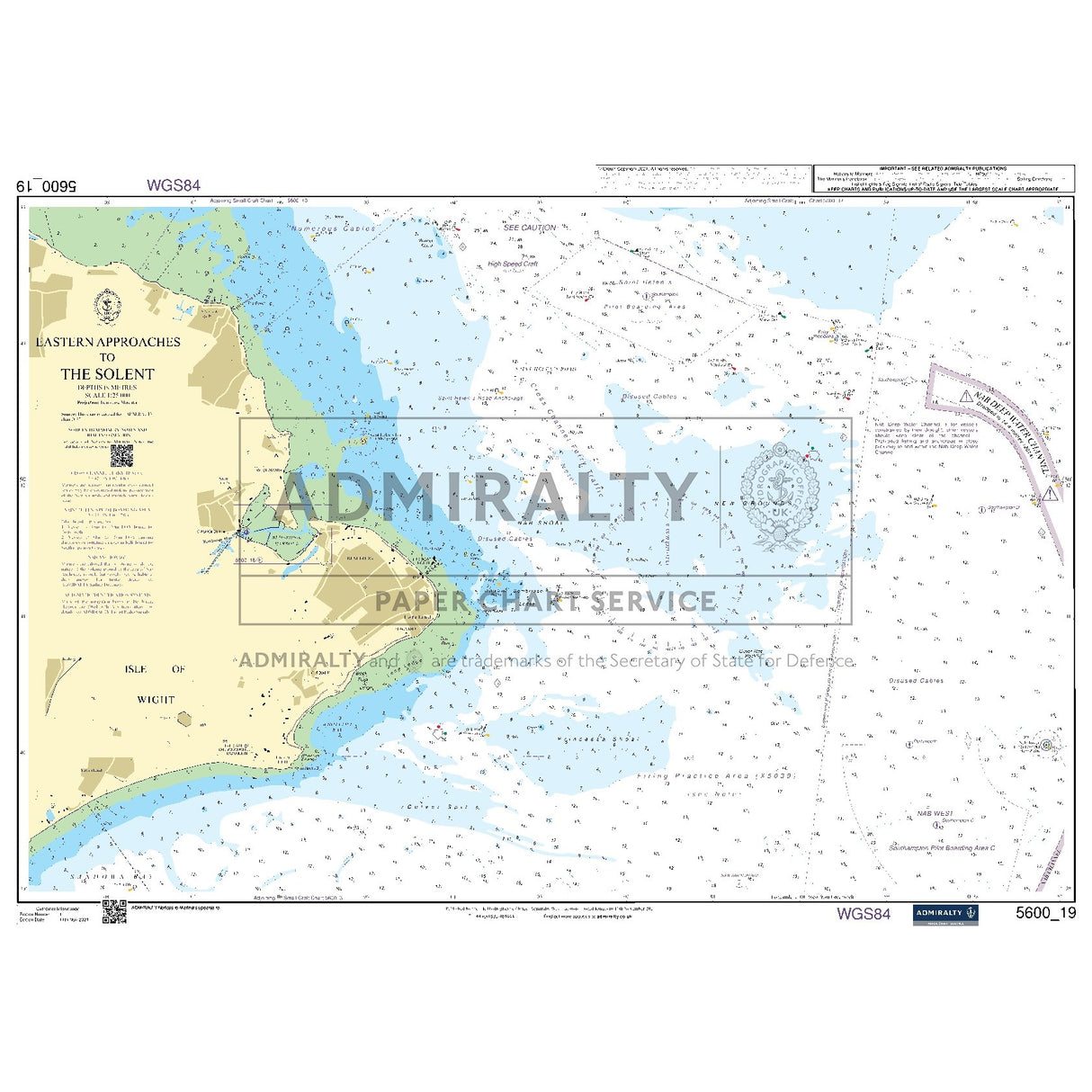Nautical chart 5600_19 Eastern Approaches to the Solent