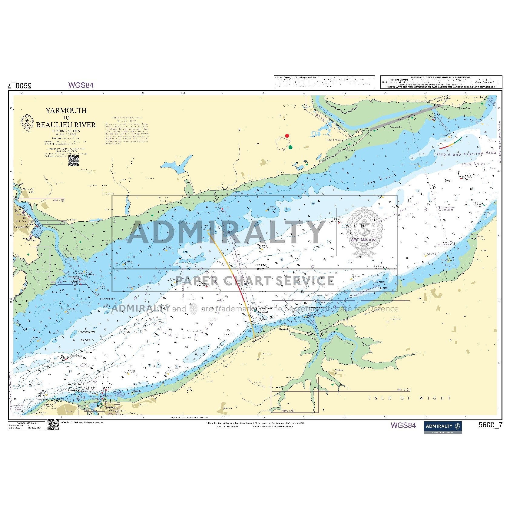 Nautical chart 5600_7 Yarmouth to Beaulieu River in the Solent
