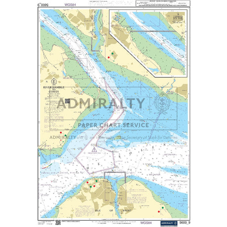 Nautical chart 5600_9 River Hamble to Cowes in the Solent with 2 panels