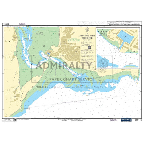 Nautical chart 5601_6 Approaches to the River Exe on the Devon coast with 2 panels