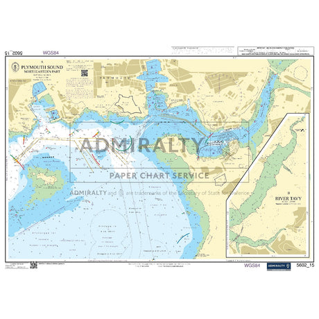 Nautical chart 5602_15 Plymouth Sound - Northeastern Part on the South Devon coast with 2 panels