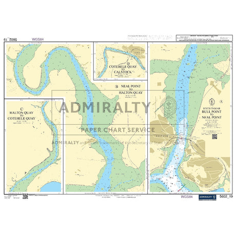 Nautical chart 5602_19 River Tamar - Bull Point to Neal Point at Plymouth with 4 panels