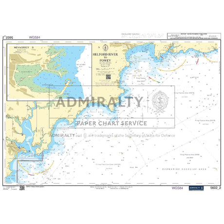 Nautical chart 5602_2 Helford River to Fowey on the Cornish coast with 2 panels