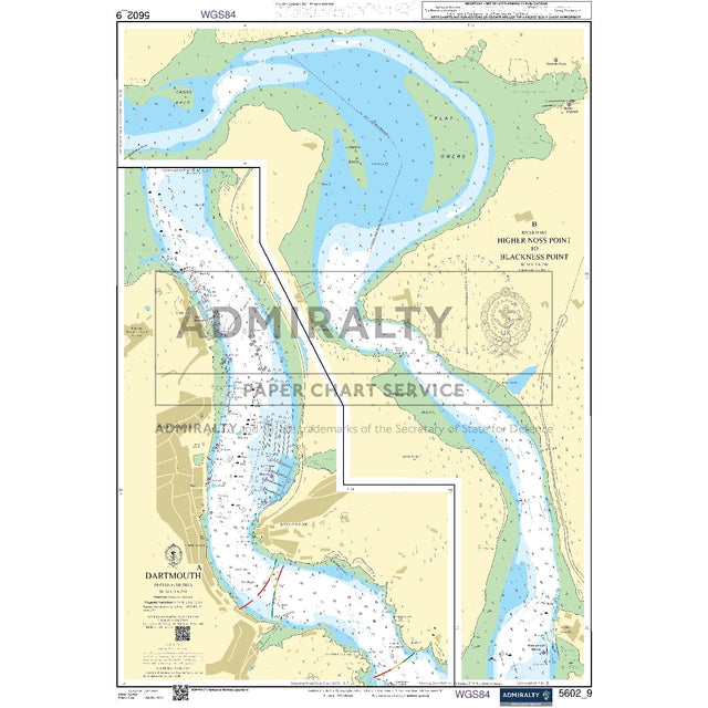 Nautical chart 5602_9 Dartmouth on the South Devon coast with 2 panels