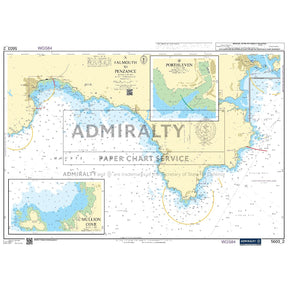 Nautical chart 5603_2 Falmouth to Penzance on the Cornish coast with 3 panels