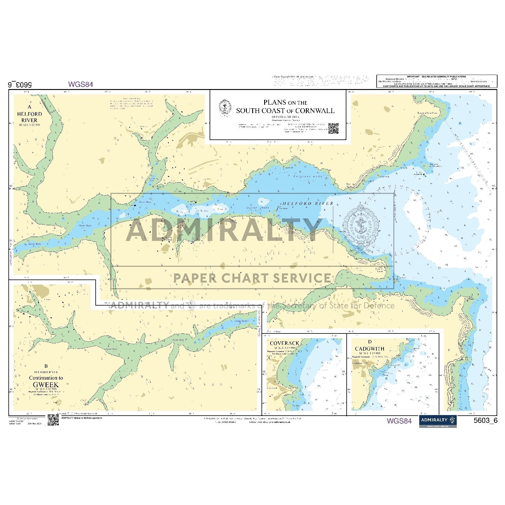Nautical chart 5603_6 Plans on the South Coast of Cornwall with 4 panels