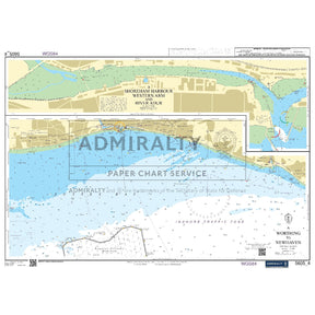 Nautical chart 5605_4 Worthing to Newhaven on the Sussex coast with 2 panels
