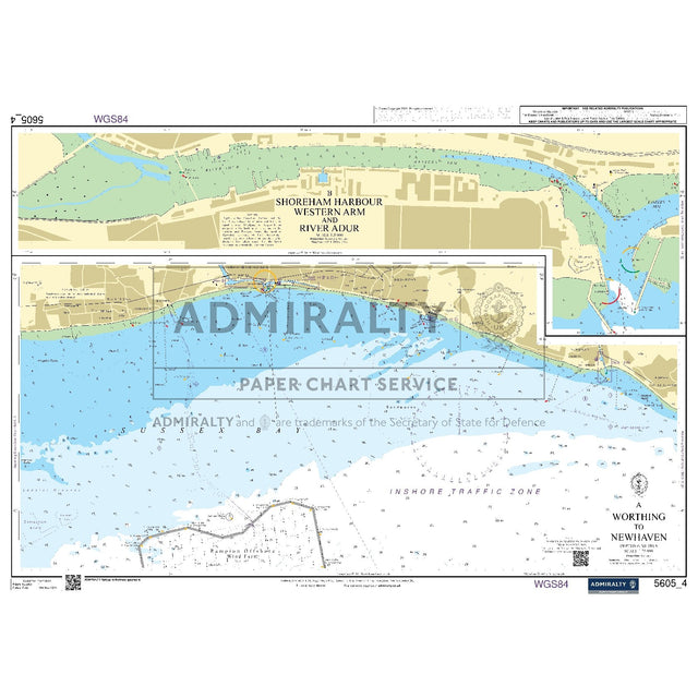 Nautical chart 5605_4 Worthing to Newhaven on the Sussex coast with 2 panels