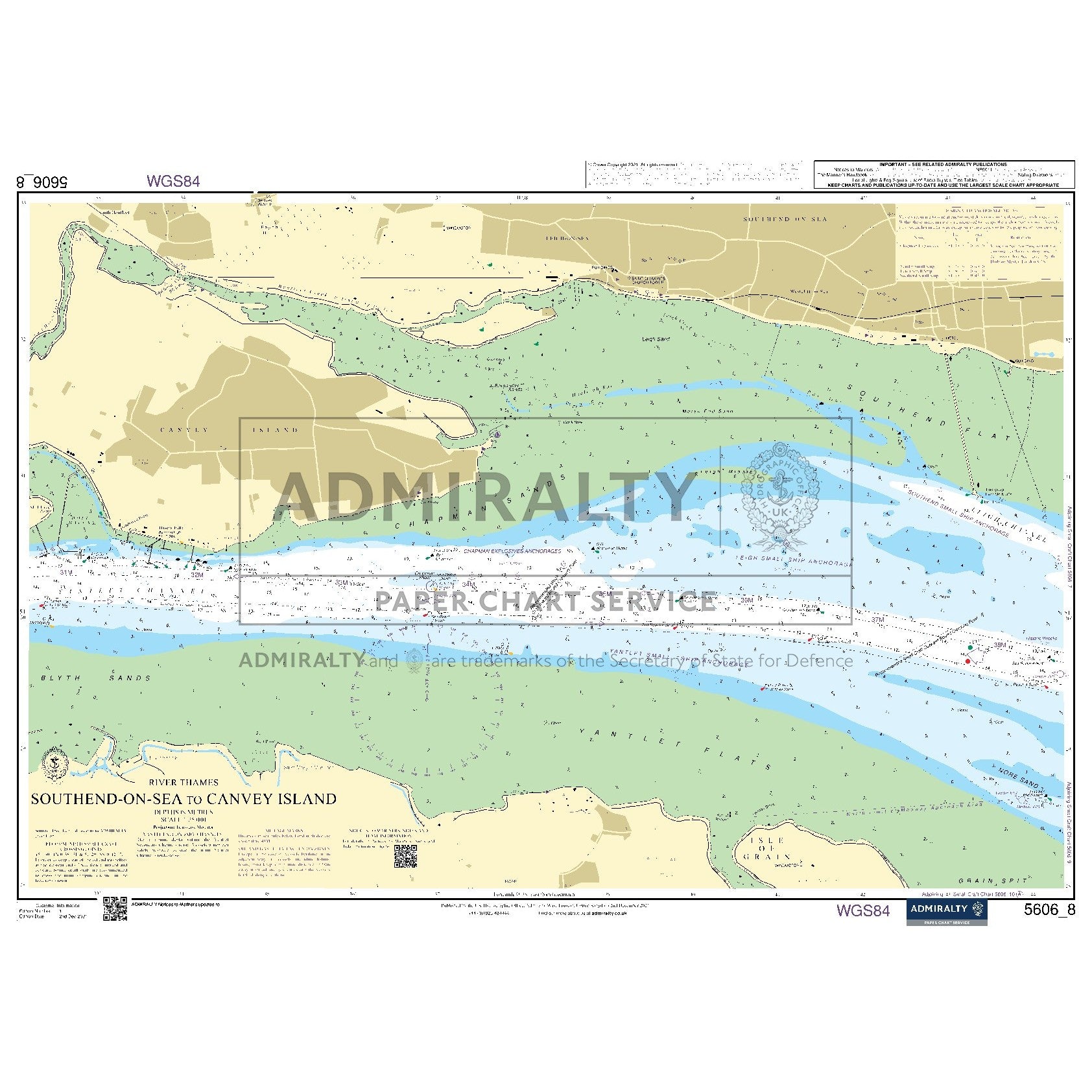 Nautical chart 5606_8 Southend-on-Sea to Canvey Island in the Thames Estuary