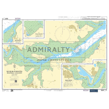 Nautical chart 5607_11 River Blackwater on the Essex coast with 4 panels