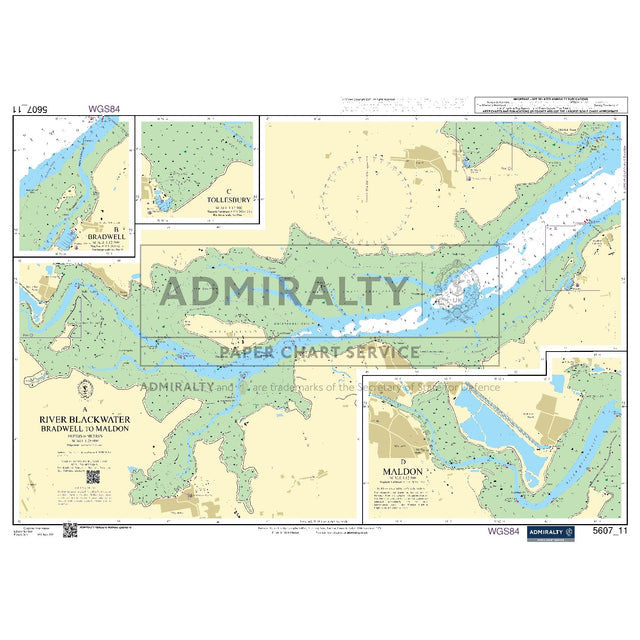 Nautical chart 5607_11 River Blackwater on the Essex coast with 4 panels