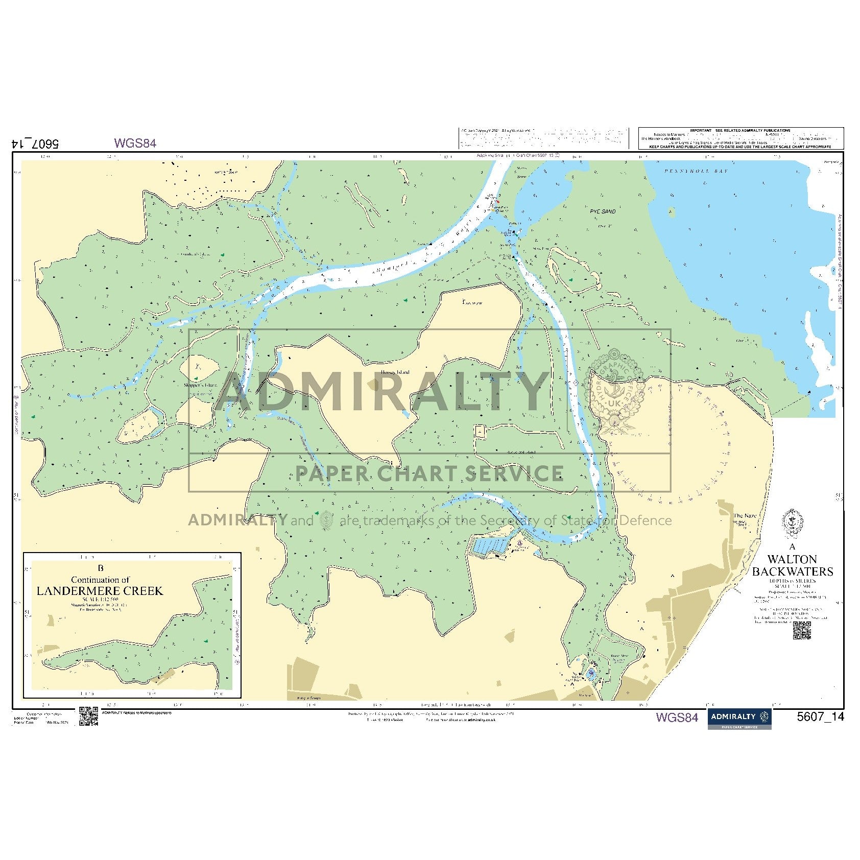 Nautical chart 5607_14 Walton Backwaters on the Essex coast with 2 panels