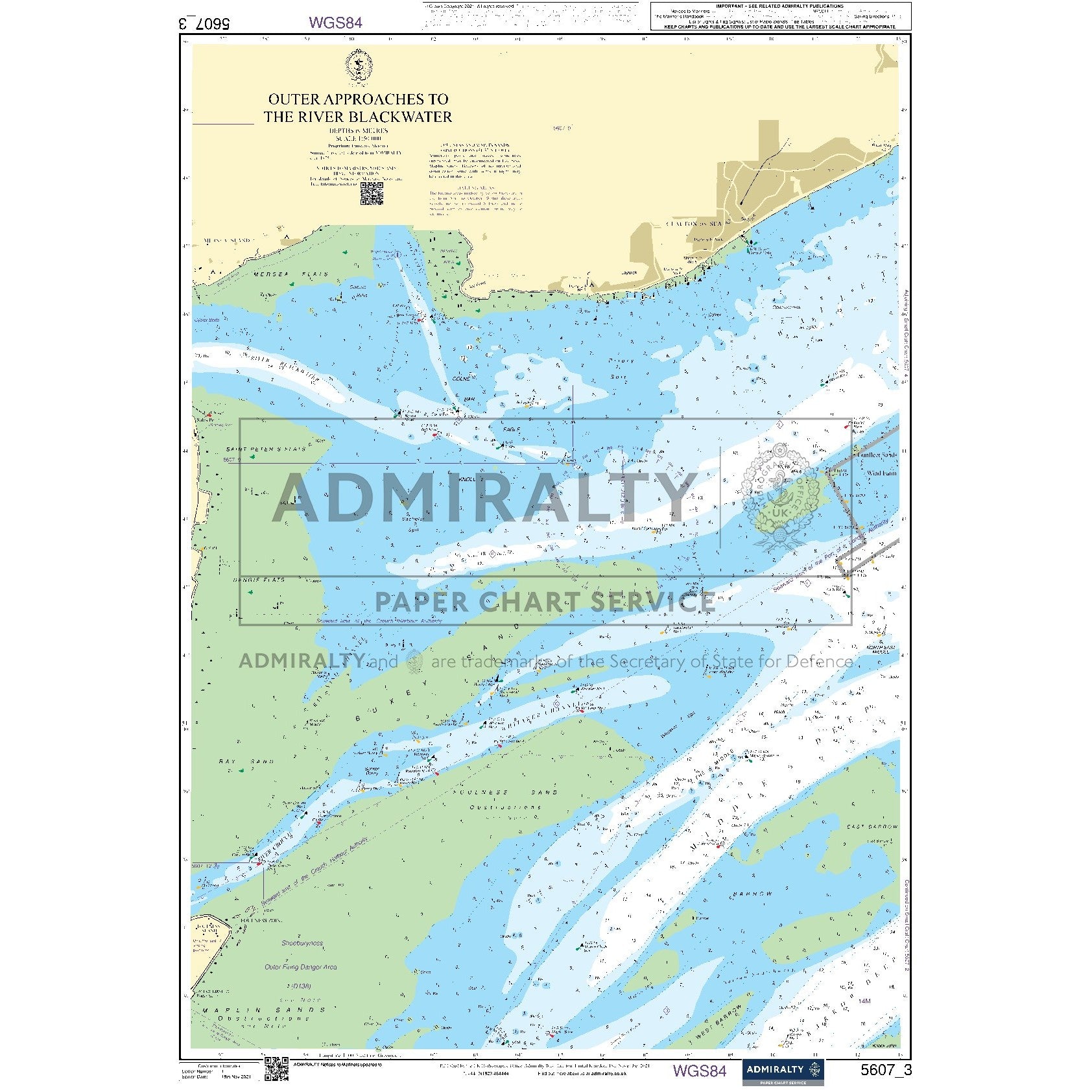 Nautical chart 5607_3 Outer Approaches to the River Blackwater on the Essex coast