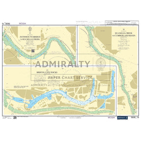 Nautical chart 5608_19 Avonmouth Bridge to Sea Mills Creek on the River Avon with 3 panels