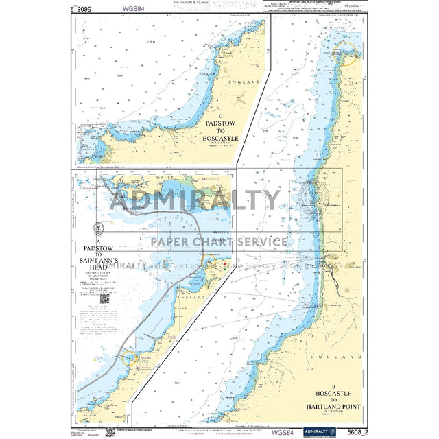 Nautical chart 5608_2 Padstow to Saint Ann's Head with 3 panels