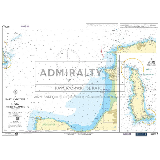 Nautical chart 5608_4 Hartland Point to Lundy and Ilfracombe with 2 panels