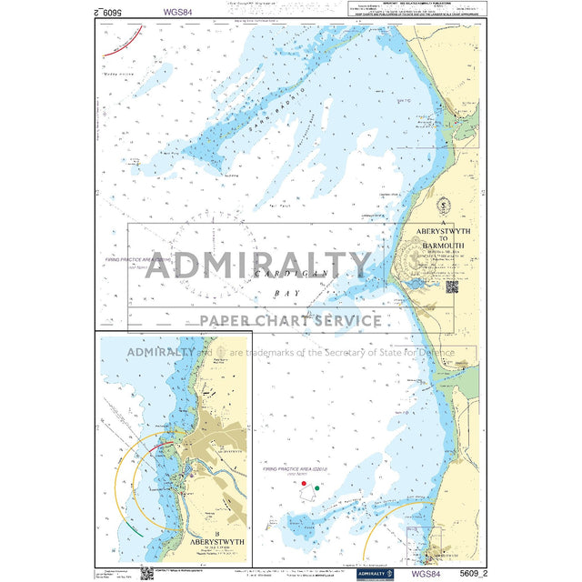 Nautical chart 5609_2 Aberystwyth to Barmouth on the Welsh coast with 2 panels