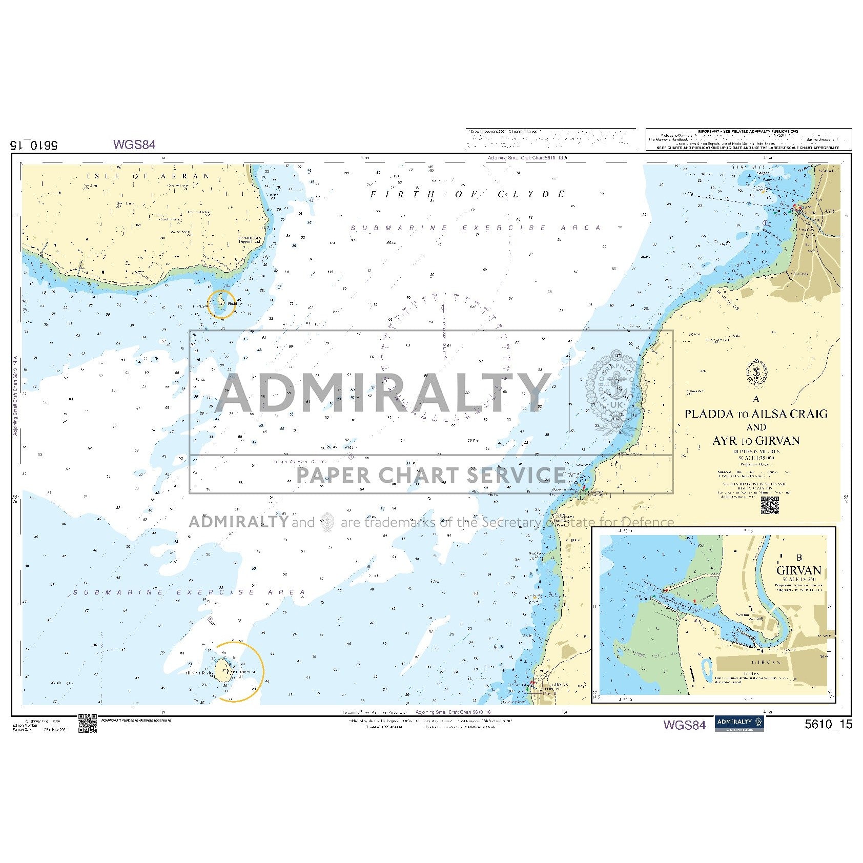 Nautical chart 5610_15 Pladda to Ailsa Craig and Ayr to Girvan