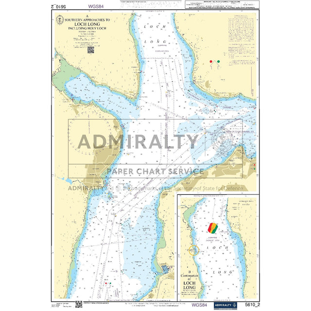 Nautical chart 5610_2 Southern Approaches to Loch Long including Holy Loch in the Firth of Clyde with 2 panels