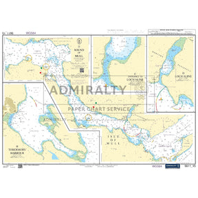 Nautical chart 5611_15 Sound of Mull on the west coast of Scotland with 4 panels