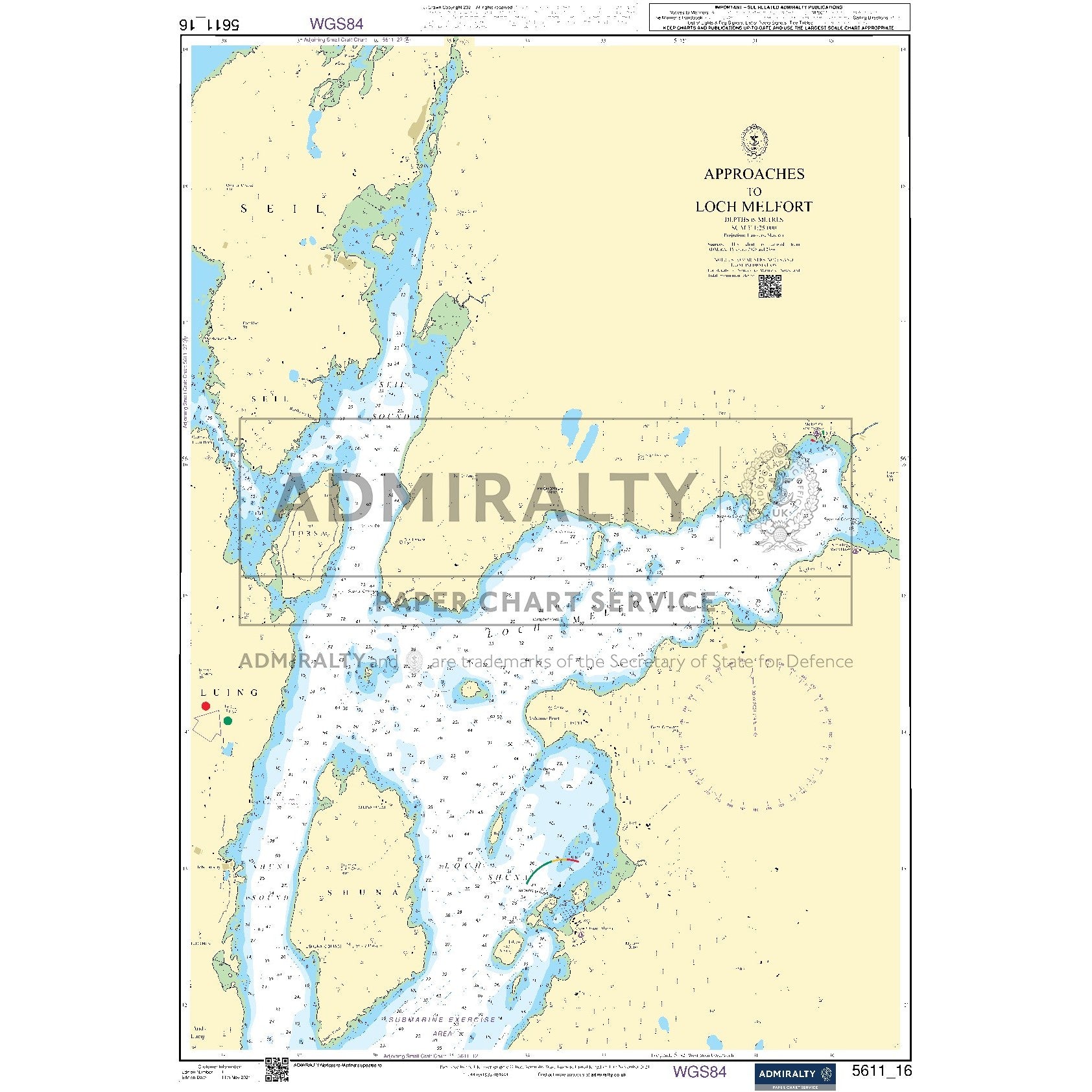 Nautical chart 5611_16 Approaches to Loch Melfort on the west coast of Scotland