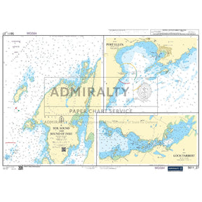 Nautical chart 5611_27 Seil Sound and Sound of Insh on the west Scottish coast with 3 panels