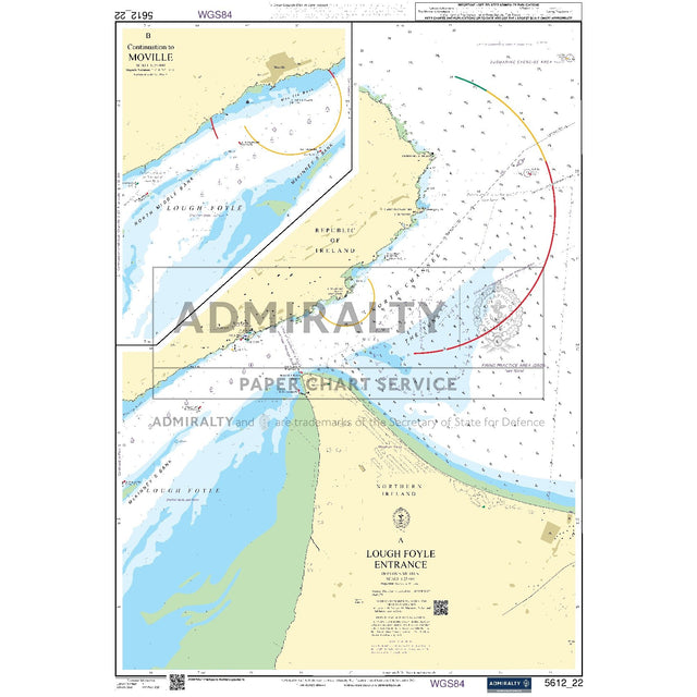 Nautical chart 5612_22 Lough Foyle Entrance in Northern Ireland with 2 panels