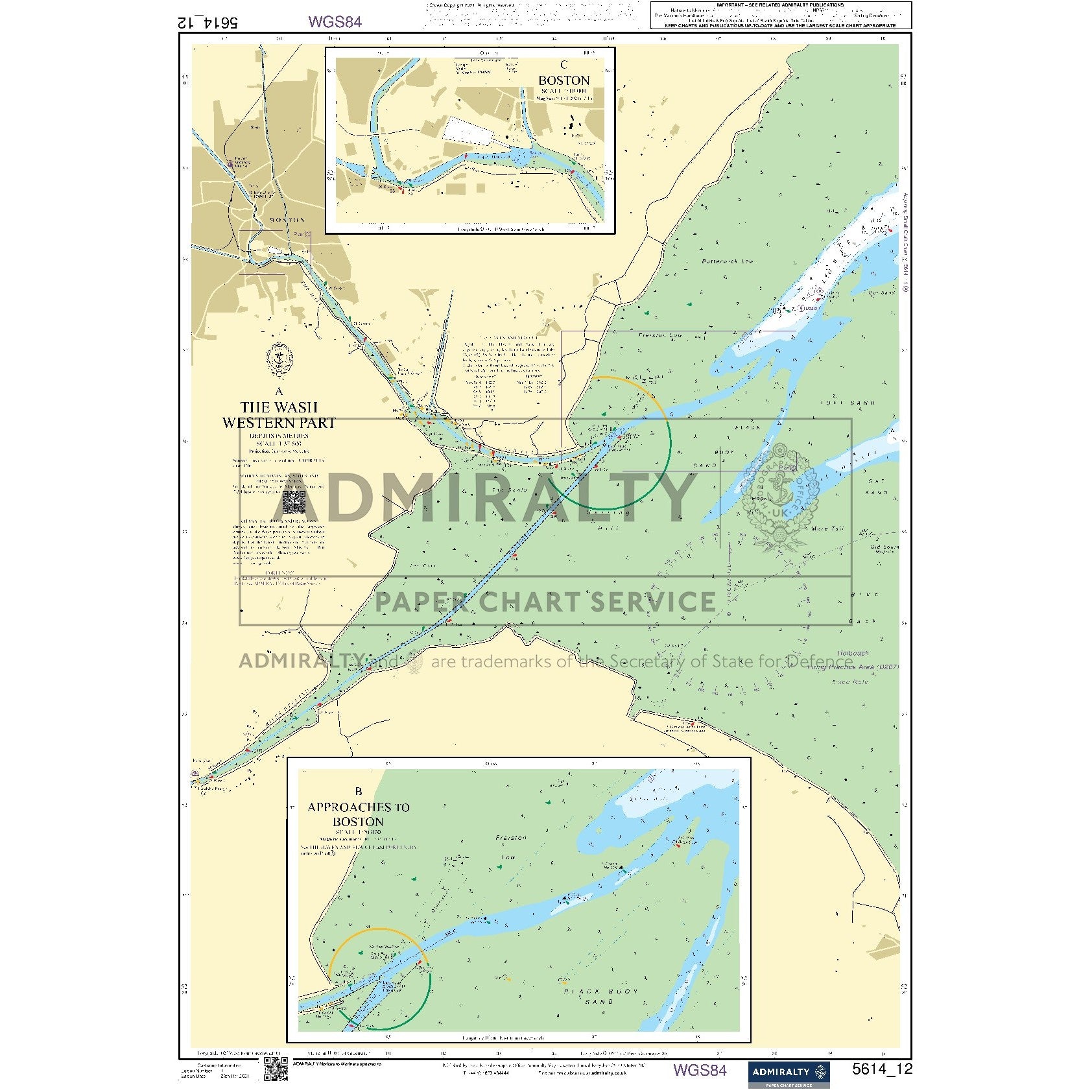 Nautical chart 5614_12 The Wash - Western Part with 3 panels