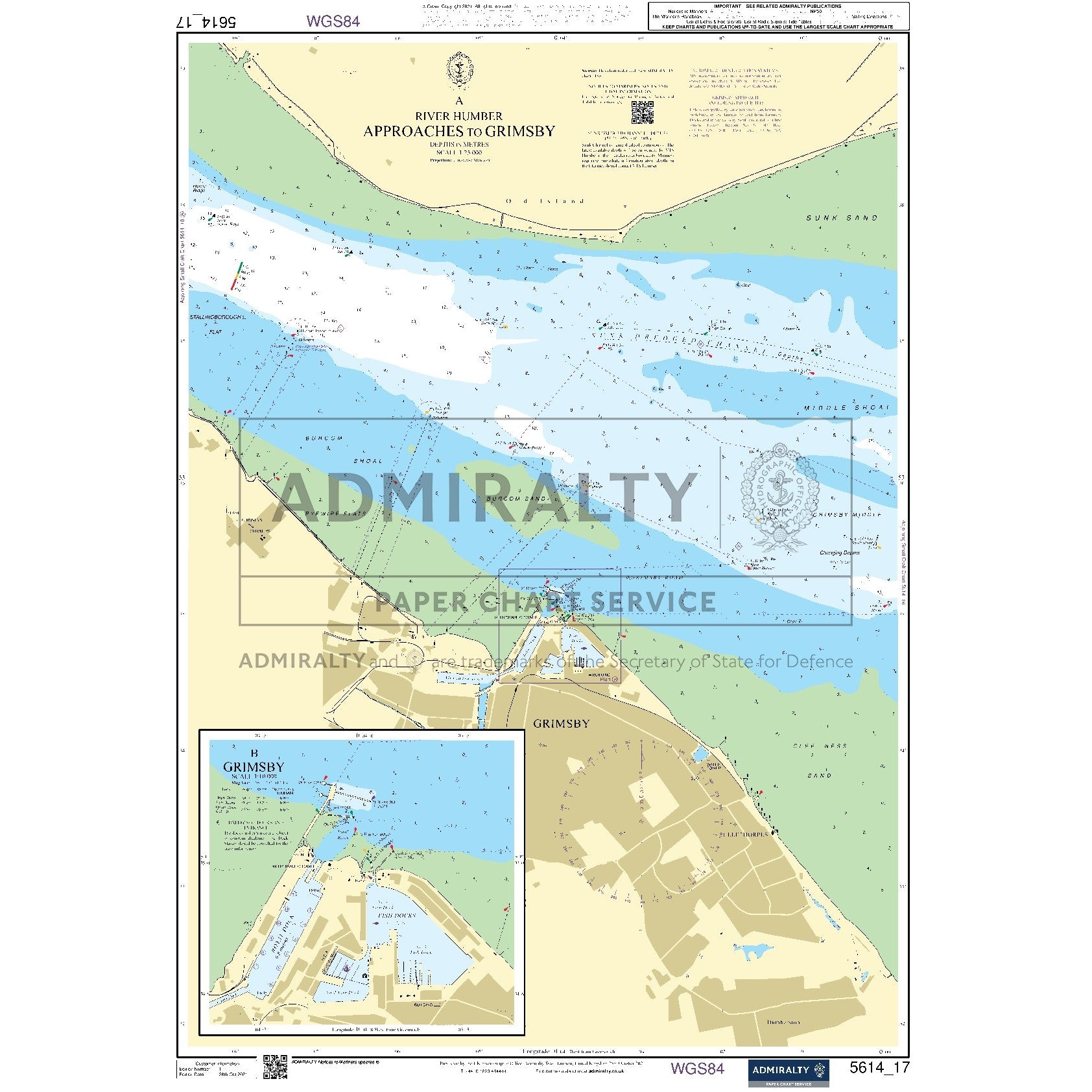 Nautical chart 5614_17 River Humber - Approaches to Grimsby with 2 panels