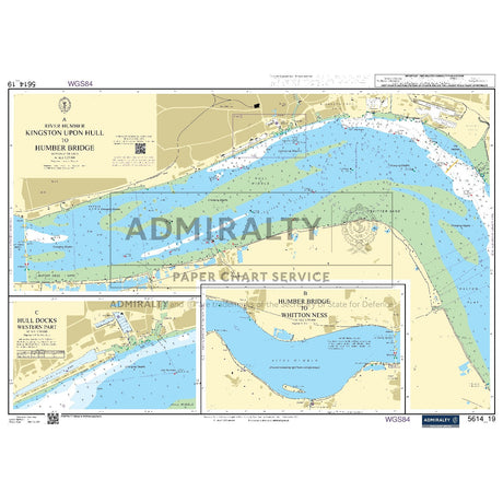 Nautical chart 5614_19 River Humber - Kingston upon Hull to Humber Bridge with 3 panels