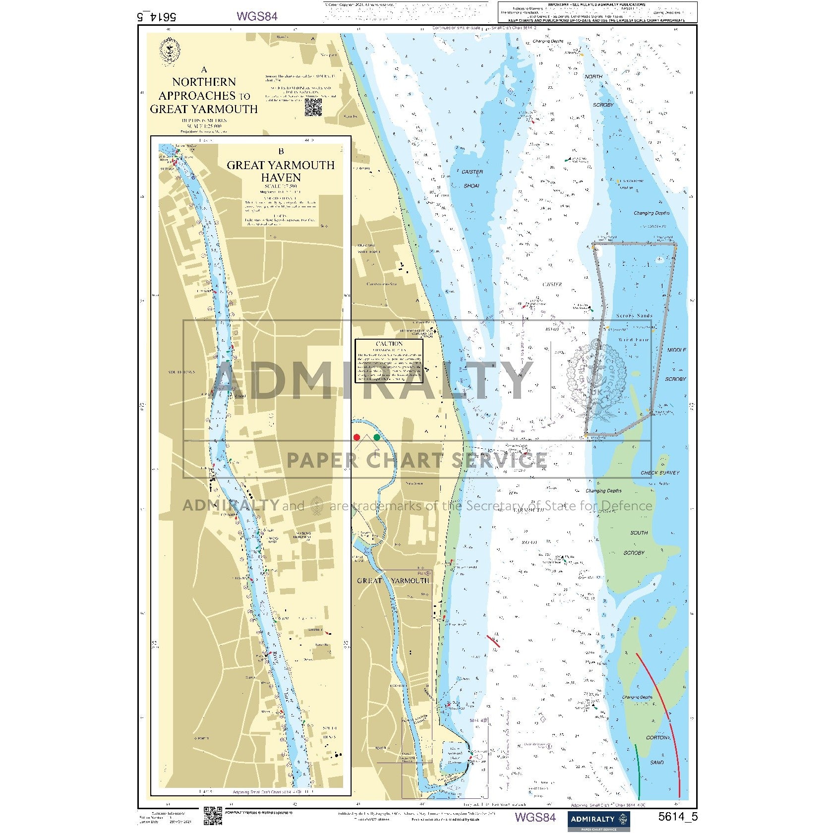Nautical chart 5614_5 Northern Approaches to Great Yarmouth with 2 panels