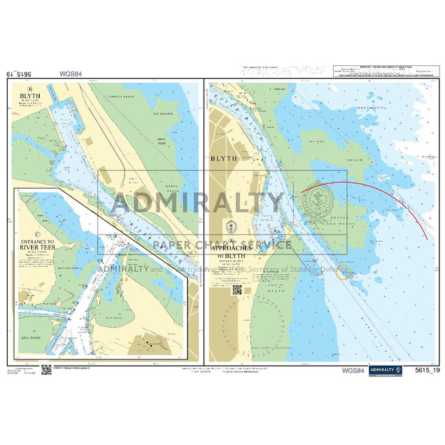 Nautical chart 5615_19 Approaches to Blyth on the Northumberland coast with 3 panels