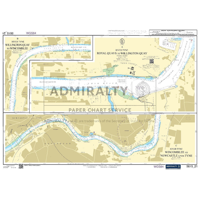 Nautical chart 5615_21 River Tyne - Royal Quays to Willington Quay on the River Tyne with 3 panels