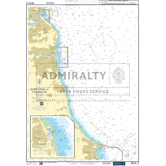 Nautical chart 5615_5 Hartlepool to Tynemouth on the northeast coast with 2 panels