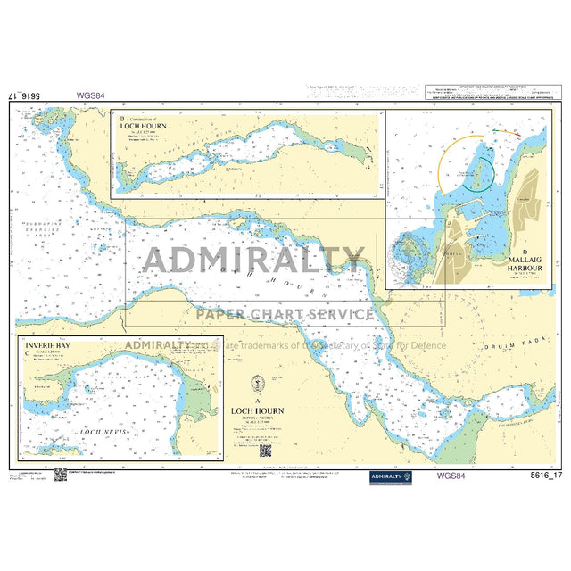 Nautical chart 5616_17 Loch Hourn in the western Highlands with 4 panels